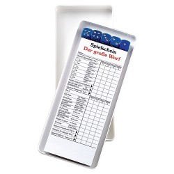 Jeu de dés Le grand jet dans une boîte en plastique