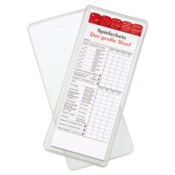 Jeu de dés Le grand jet dans une boîte en plastique