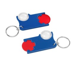 Porte-clés jeton1 euro avec loupe