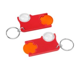 Porte-clés jeton1 euro avec loupe