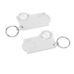 Porte-clés jeton1 euro avec loupe