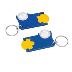 Porte-clés jeton1 euro avec loupe