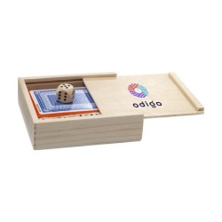 5 dés et un jeu de cartes (54) dans une boite en bois