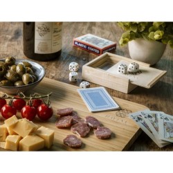 5 dés et un jeu de cartes (54) dans une boite en bois