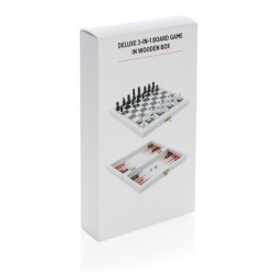 Jeu de société 3 en 1 dans une boîte en bois