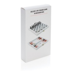 Jeu de société 3 en 1 dans une boîte en bois