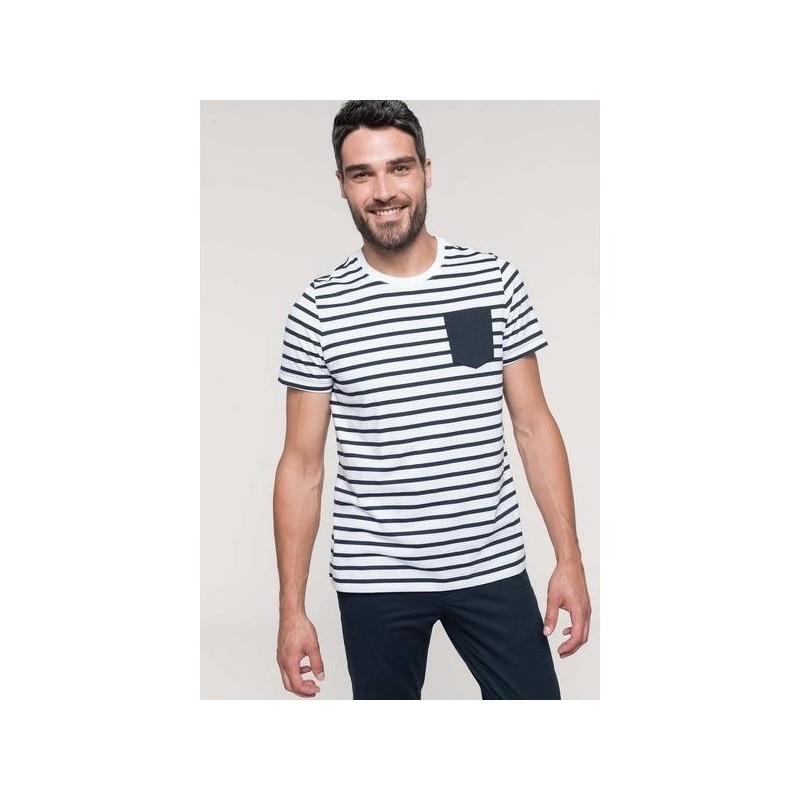 T-shirt rayé marin avec poche