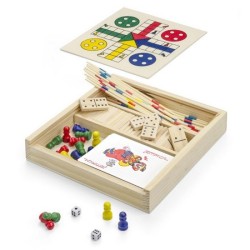 Set de 4 jeux dans la boîte pratique en bois