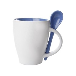 Mug bicolore en céramique de 28 cl avec cuillère