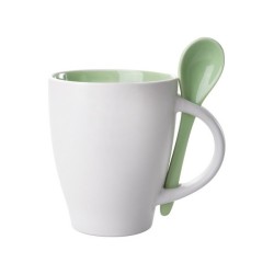 Mug bicolore en céramique de 28 cl avec cuillère
