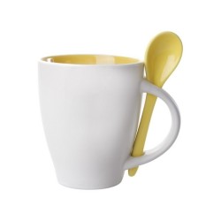 Mug bicolore en céramique de 28 cl avec cuillère