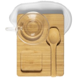 Tasse en verre 180 ml avec plateau bambou