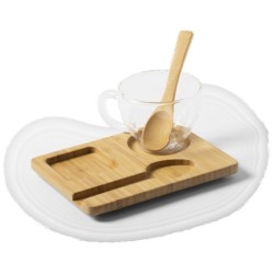 Tasse en verre 180 ml avec plateau bambou