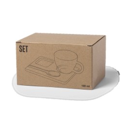 Tasse en verre 180 ml avec plateau bambou