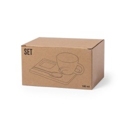 Tasse en verre 180 ml avec plateau bambou