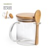 Tasse en verre 420 ml avec cuillère et couvercle