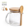 Tasse en verre 420 ml avec cuillère et couvercle