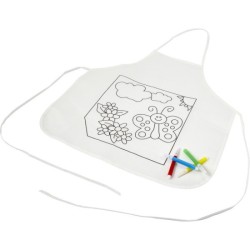 Tablier enfant en polyester à colorier livré avec 4 feutres