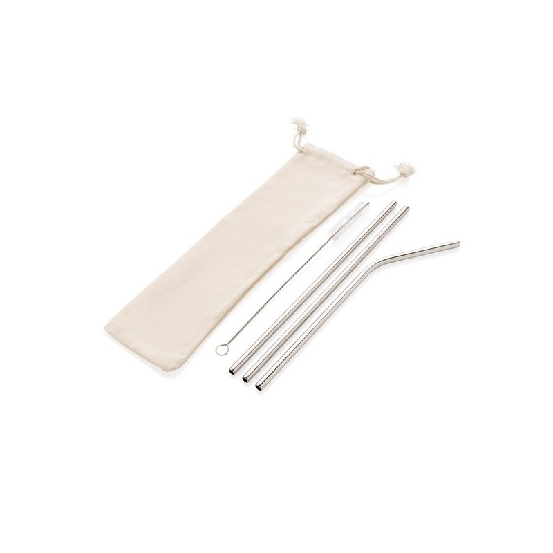 Set de 3 pailles en métal