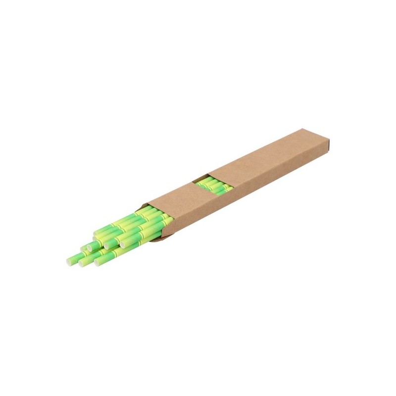 Set de 10 pailles motif bambou