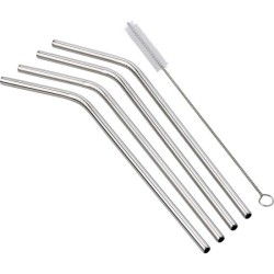 Set de 4 pailles en acier inoxydable