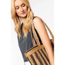 Sac panier rayé en jonc de mer