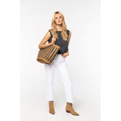 Sac panier rayé en jonc de mer