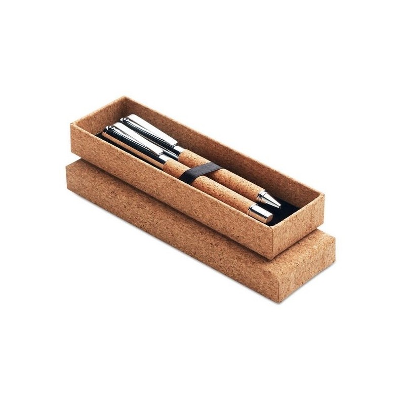 Stylo bille métal boîte liège
