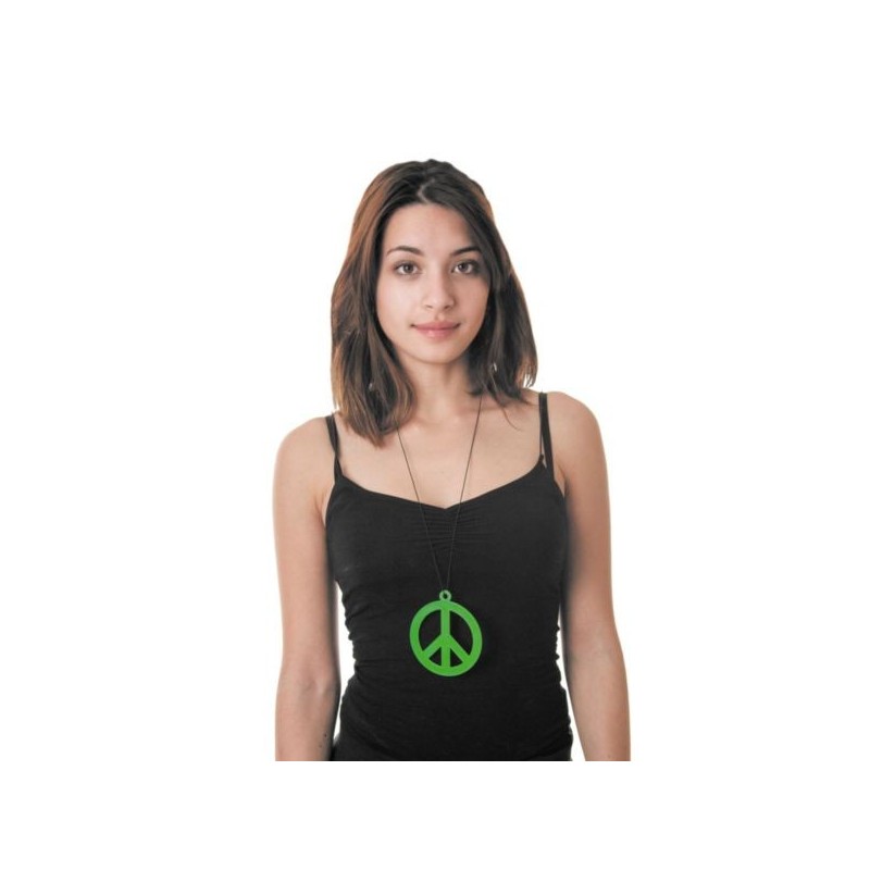 PENDENTIF HIPPIE ORANGE FLUO 8.5CM