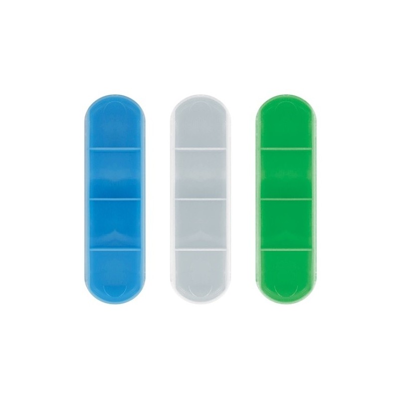 Pilulier 4 cases avec couvercle coulissant