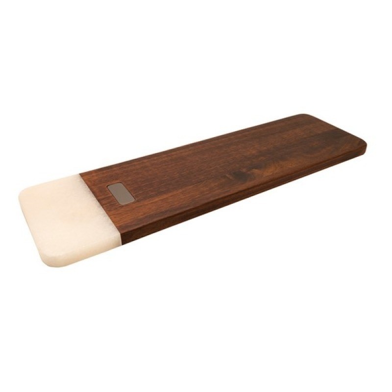 Grande planche à découper en acacia et marbre blanc