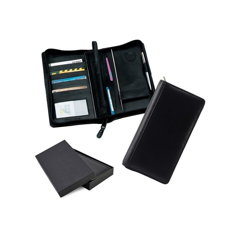 Compagnon de voyage zippé en cuir Sandringham