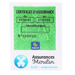 Pochette adhésive vignette assurance + cartouche de personnalisation