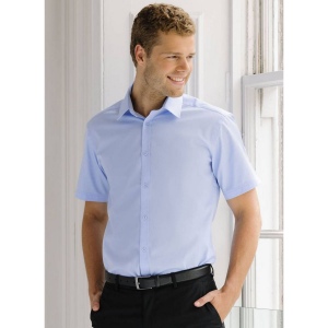 Men's short sleeve tailored herringbone shirt