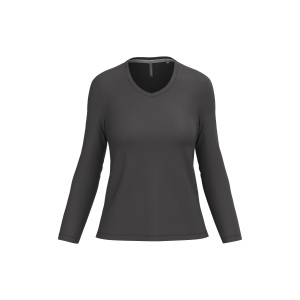 T-shirt col V manches longues femme, vue 4