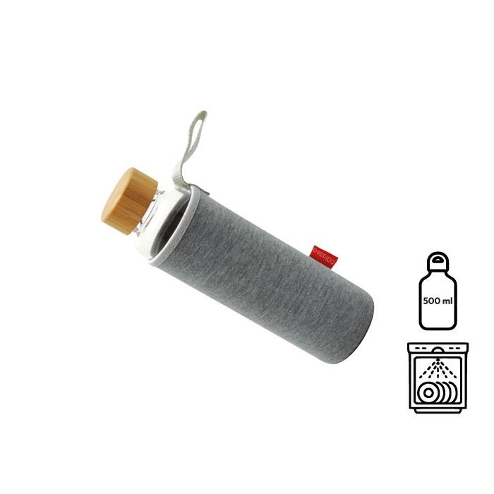 Bouteille en verre 500 ml, housse néoprène Baladéo