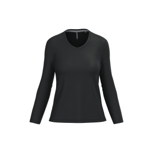 T-shirt col V manches longues femme, vue 3