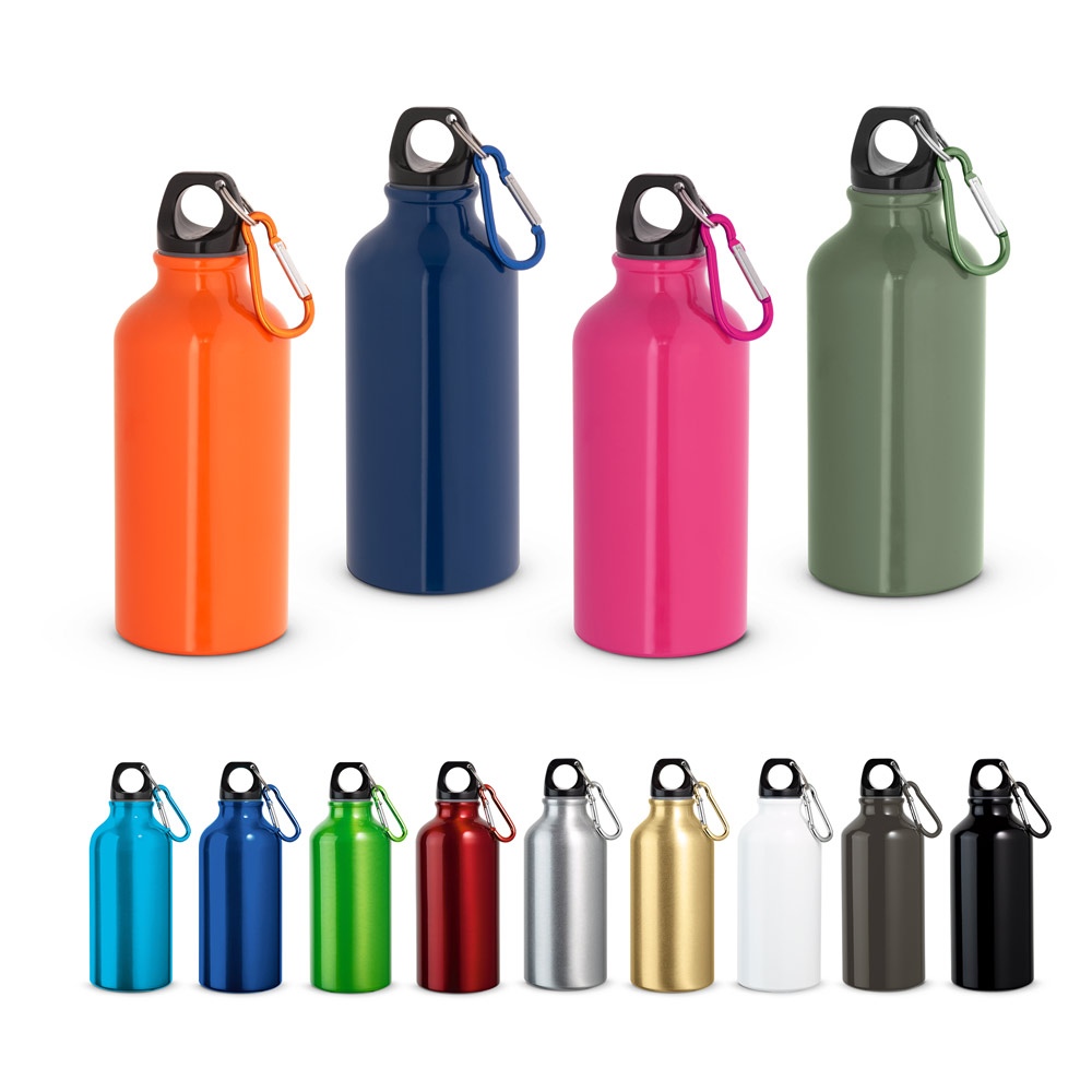 Bouteille de sport 400mL en aluminium avec mousqueton