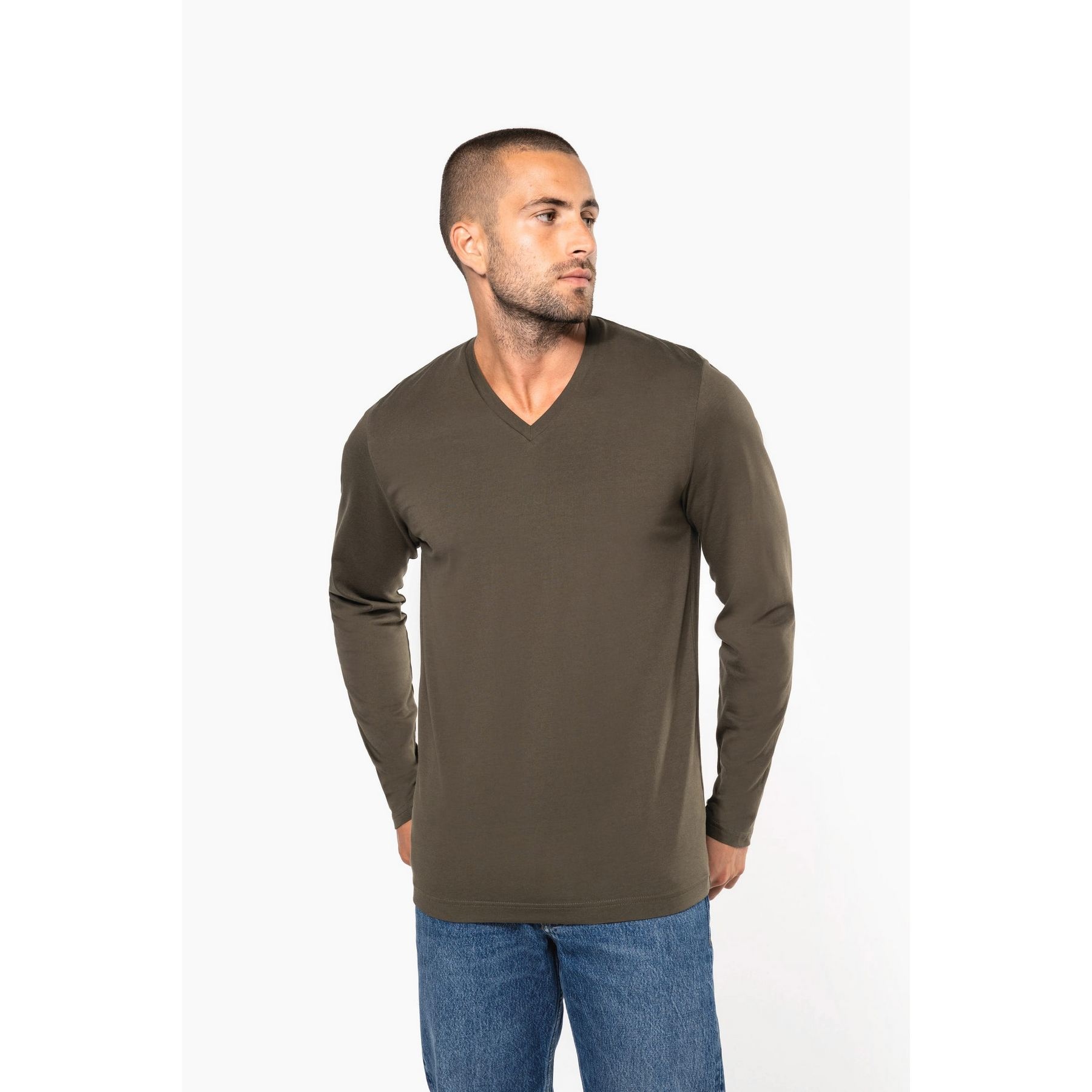 T-shirt col V manches longues homme