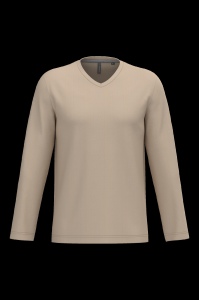 T-shirt col V manches longues homme, vue 3