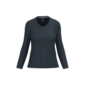 T-shirt col V manches longues femme, vue 7