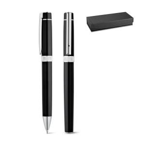 Set de roller et stylo en métal avec clip