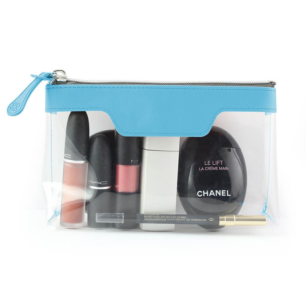 Trousse zippée transparente 185 x 120 x 60 mm en PU