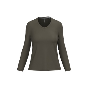 T-shirt col V manches longues femme, vue 5