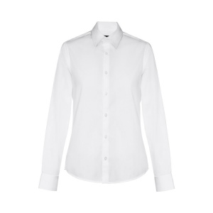 Chemise en popeline à manches longues pour femmes. Couleur blanche