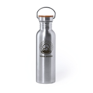 Bidon en acier inoxydable et bambou 800 ml H 24,2 cm argent