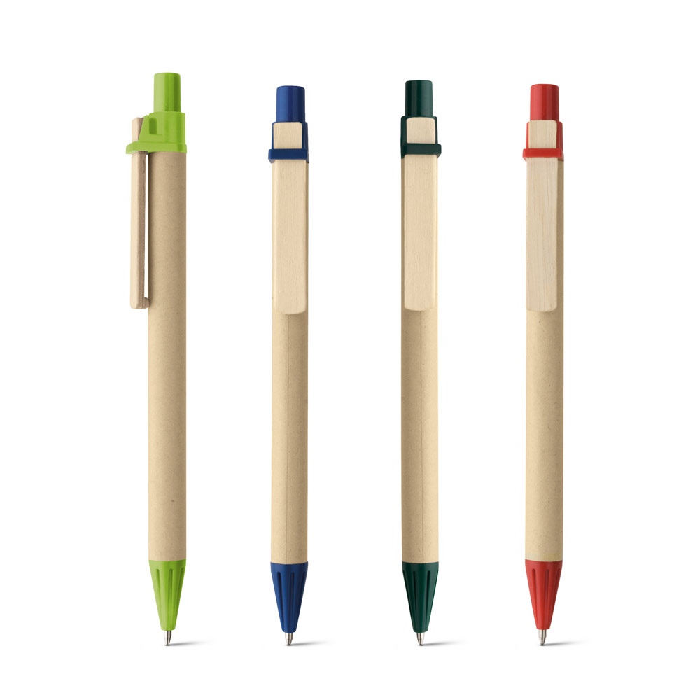 Stylo à bille en papier kraft et clip en bois