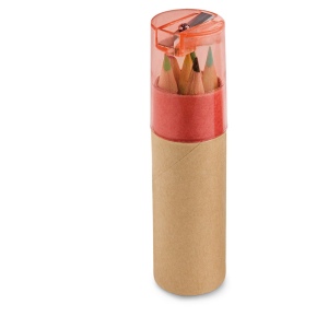 Boîte à crayons avec 6 crayons de couleur et taille-crayon, vue 3