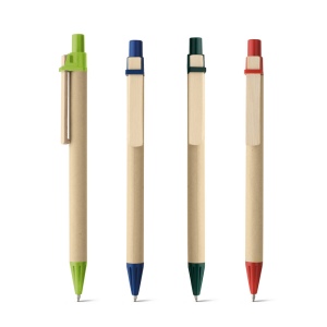 Stylo à bille en papier kraft et clip en bois