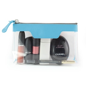 Trousse zippée transparente 185 x 120 x 60 mm en PU